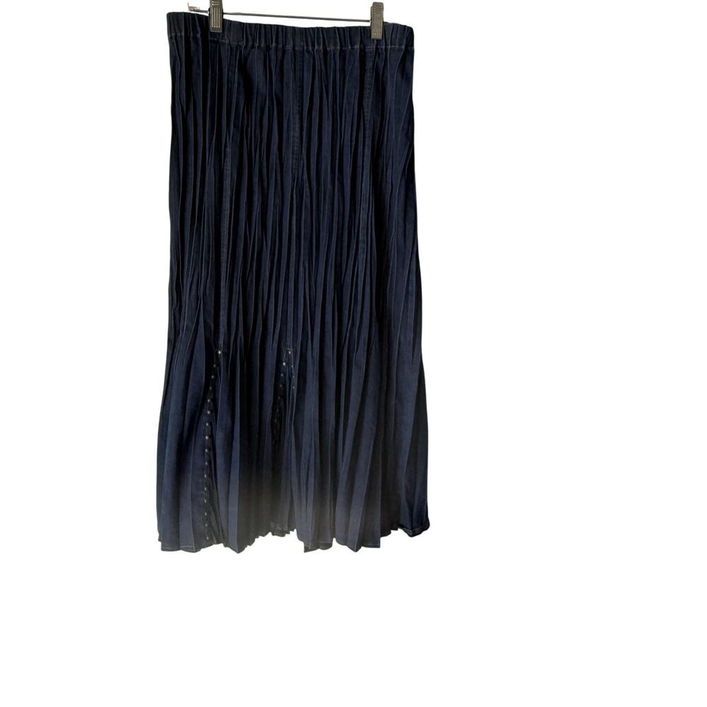 Flair Skirt Vintage 90s Large Pleated Midi Boho‎ Studded Panel Stretch Western